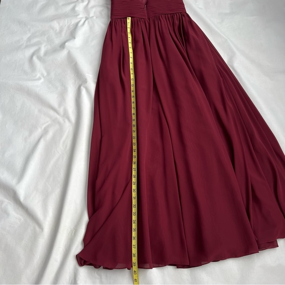 Azazie A-Line Pleated Chiffon Bridesmaid Dress Burgundy Size 6 - Picture 11 of 11